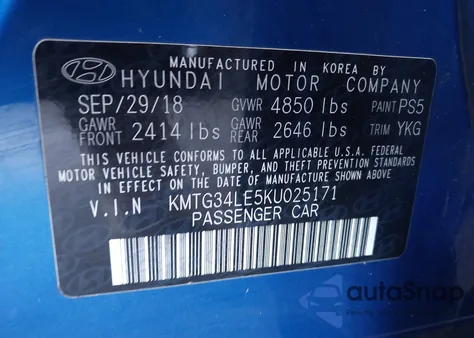 2019 Genesis G70 3.3T Advanced из США, поврежденный, VIN KMTG34LE5KU025171